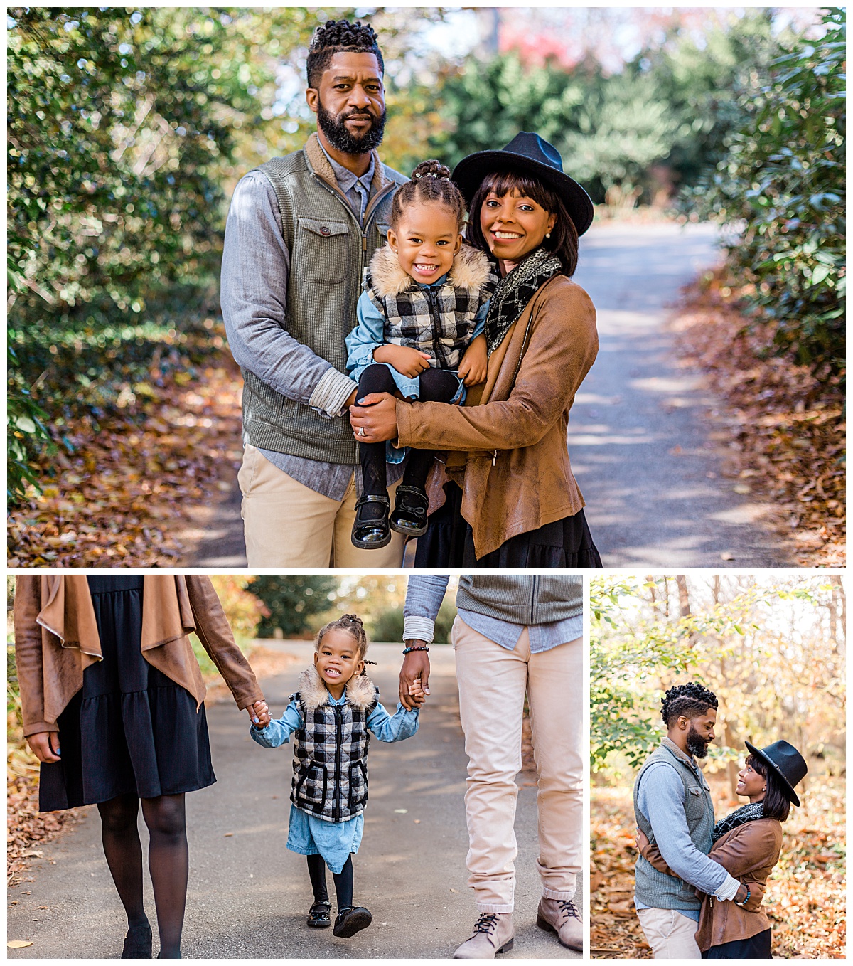 Fall minis for family of four with little girl at Awbury Arboretum in Philadelphia, PA taken by Ann Blake Photography. 