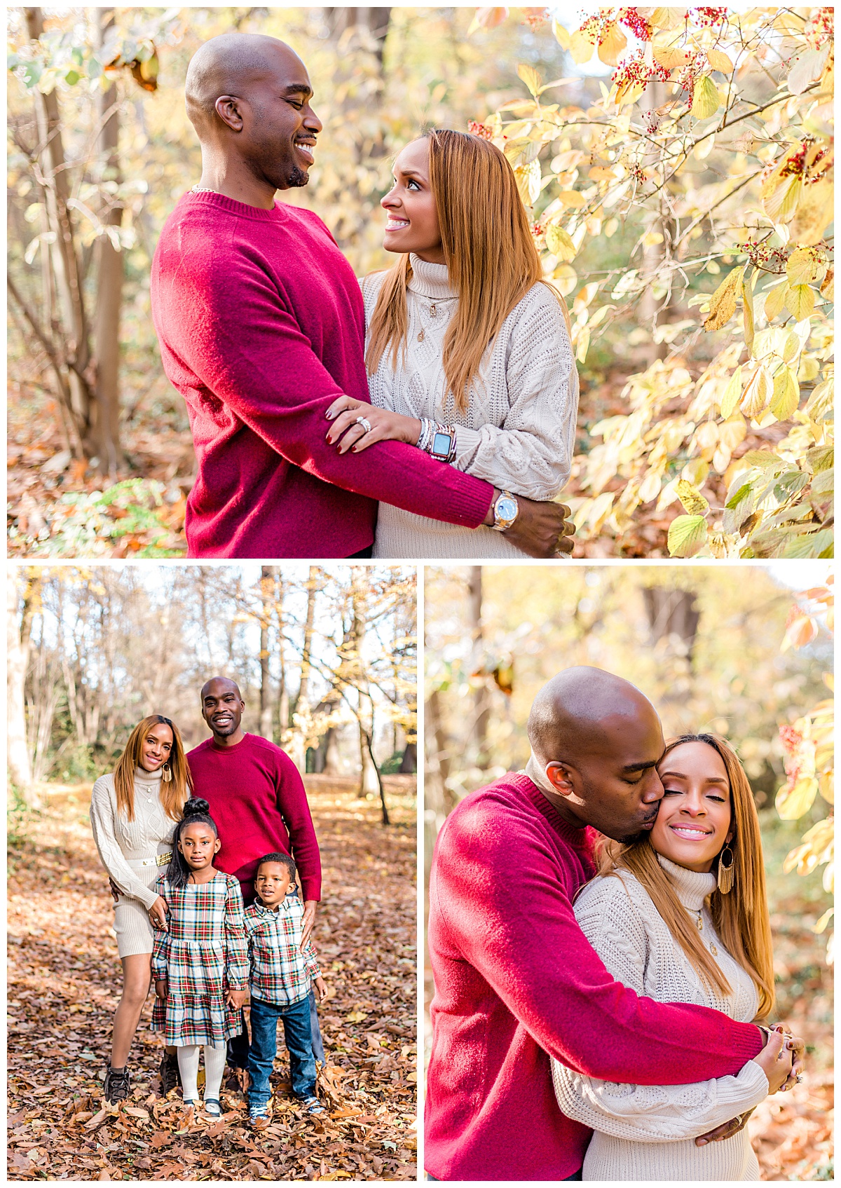 Fall family portraits for family of four with a boy and girl at Awbury Arboretum in Philadelphia, PA taken by Ann Blake Photography.