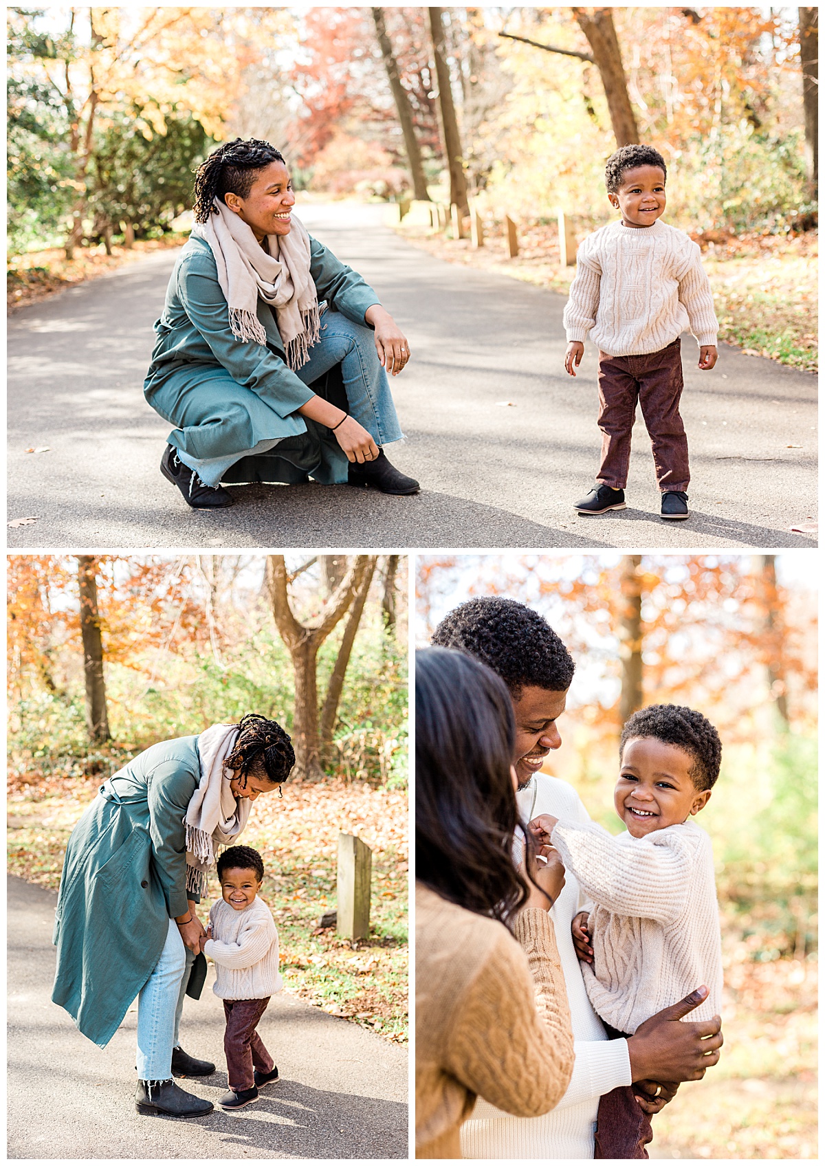 Mother and son's fall mini portraits at Awbury Arboretum taken by Ann Blake Photography, a Philadelphia family photographer.