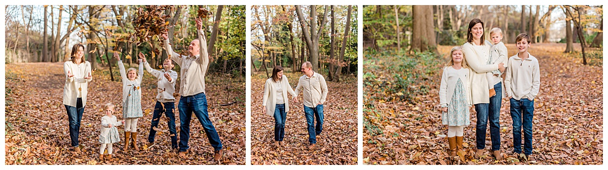 Fall mini session for a family of five at Awbury Arboretum taken by Ann Blake Photography, a Philadelphia family photographer.